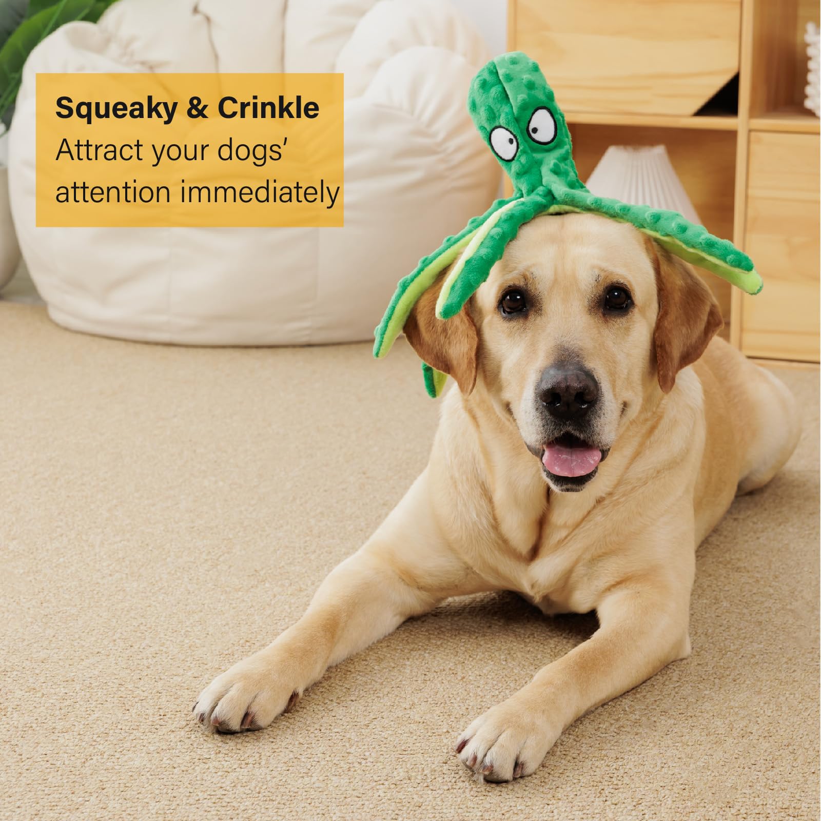 CPYOSN Octopus Squeaky Dog Toys 2-Pack – No Stuffing Crinkle Plush, Durable Interactive Chew Toys for Small to Large Dogs