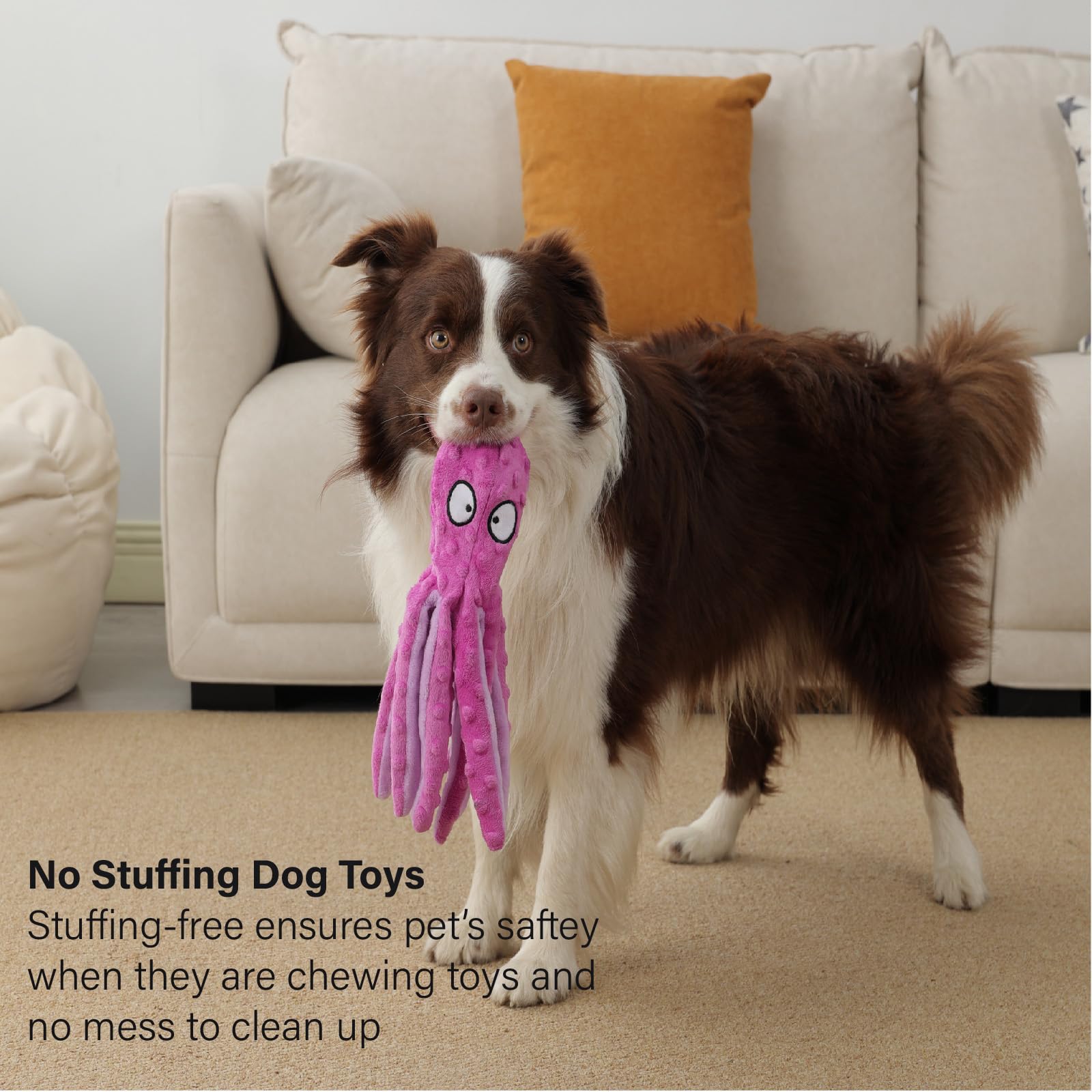 CPYOSN Octopus Squeaky Dog Toys 2-Pack – No Stuffing Crinkle Plush, Durable Interactive Chew Toys for Small to Large Dogs