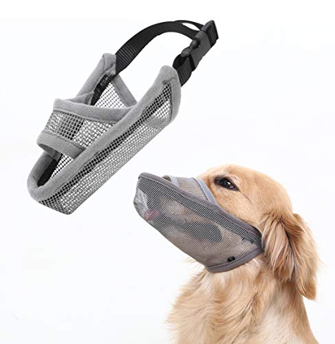 Crazy Felix Large Dog Muzzle L – Breathable Nylon Mesh for Husky, Golden Retriever, Labrador, Grey