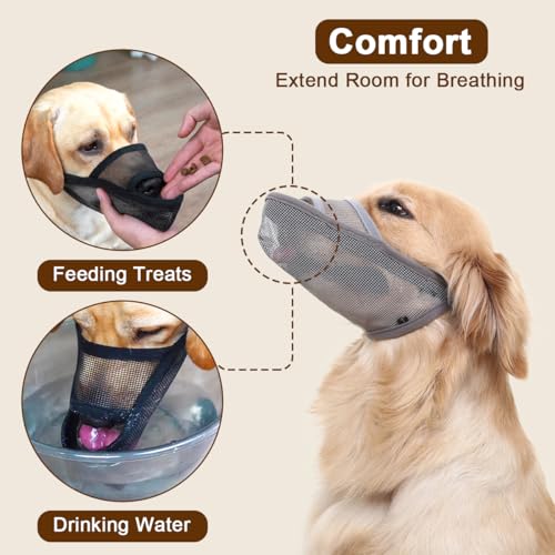 Crazy Felix Large Dog Muzzle L – Breathable Nylon Mesh for Husky, Golden Retriever, Labrador, Grey