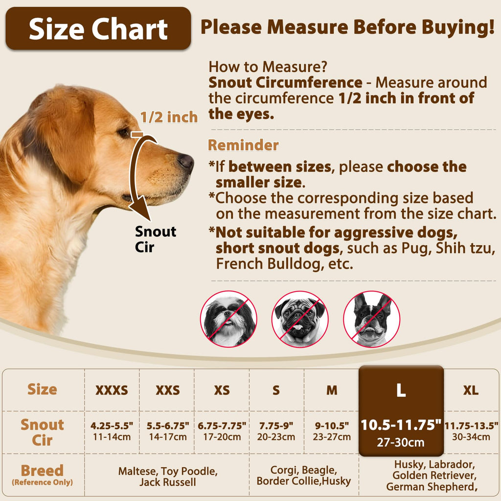 Crazy Felix Large Dog Muzzle L – Breathable Nylon Mesh for Husky, Golden Retriever, Labrador, Grey