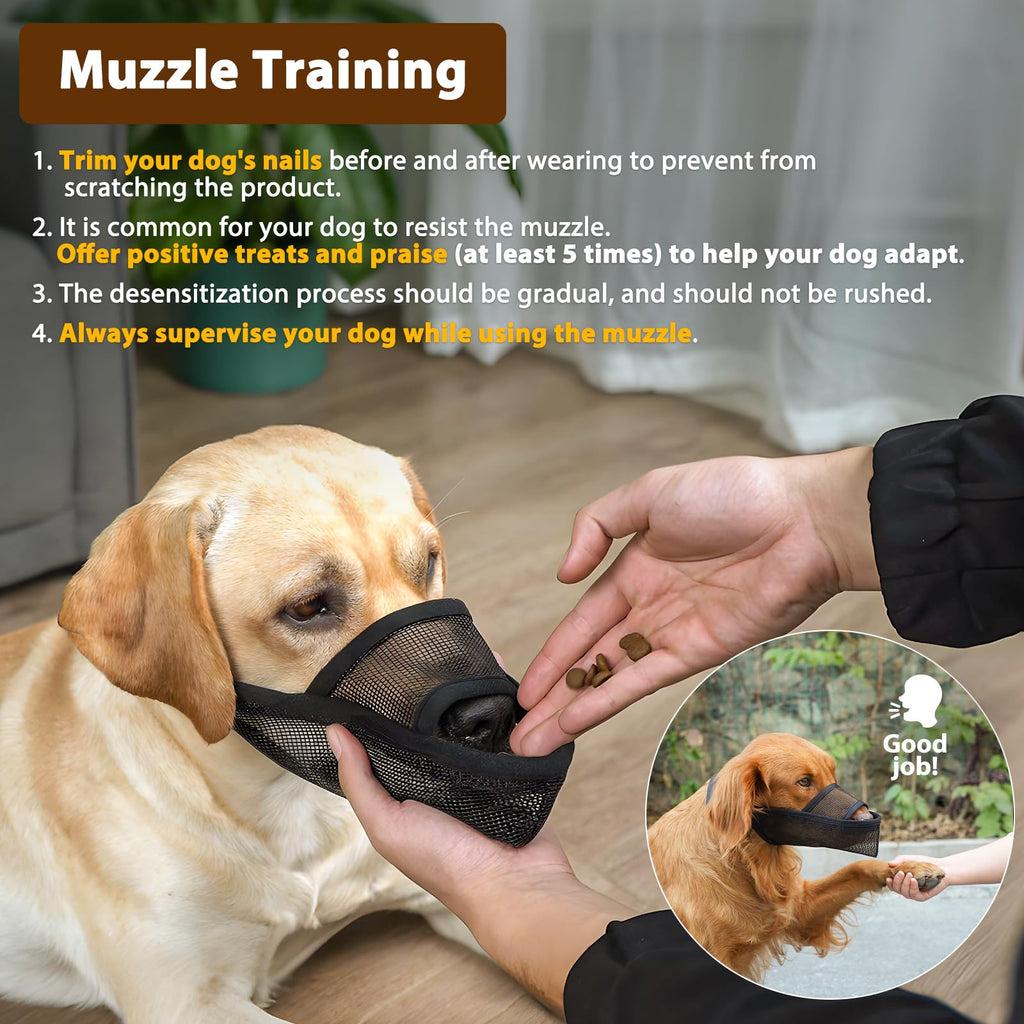 Crazy Felix Large Dog Muzzle L – Breathable Nylon Mesh for Husky, Golden Retriever, Labrador, Grey