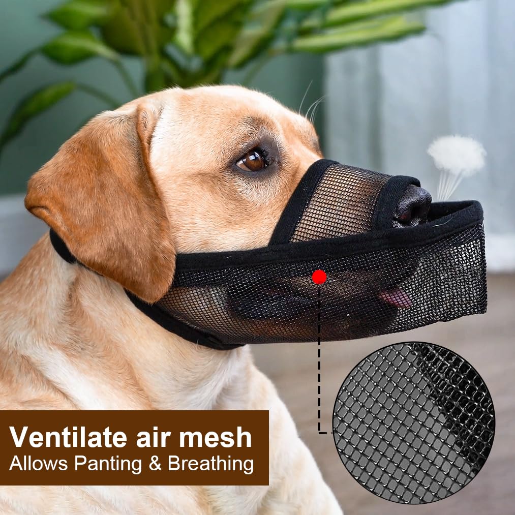 Crazy Felix Large Dog Muzzle L – Breathable Nylon Mesh for Husky, Golden Retriever, Labrador, Grey