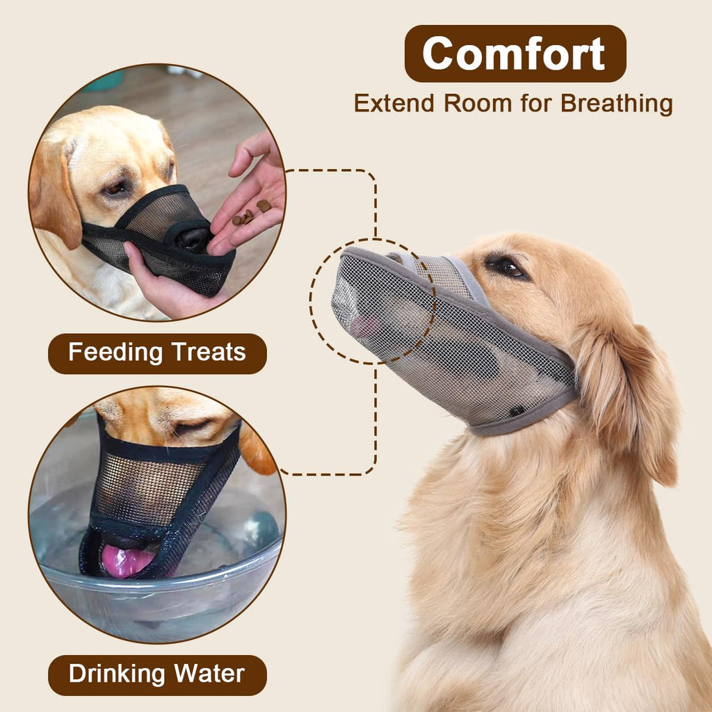 Crazy Felix Large Dog Muzzle L – Breathable Nylon Mesh for Husky, Golden Retriever, Labrador, Grey