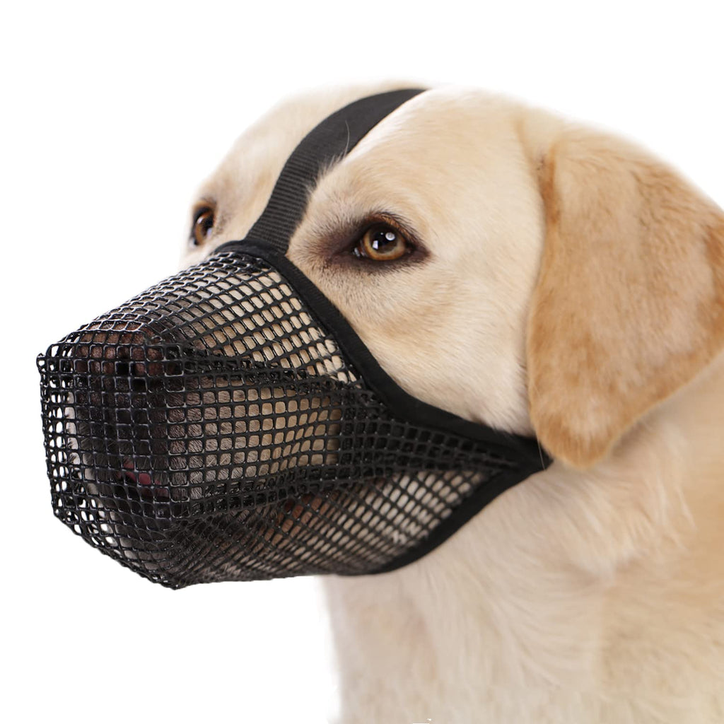 Crazy Felix Soft Mesh Dog Muzzle for Large Breeds, Size L (Black) – Breathable, Adjustable, Prevents Biting and Scavenging, Allows Panting and Drinking