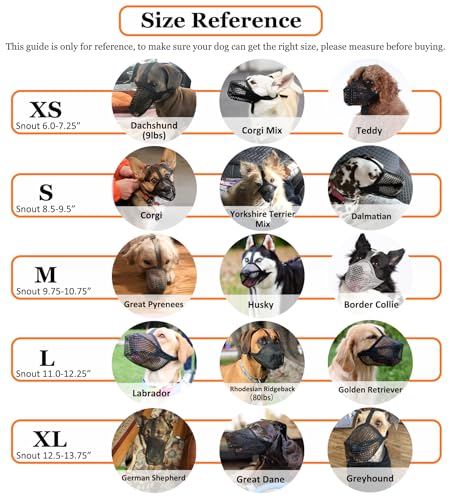 Crazy Felix Soft Mesh Dog Muzzle for Large Breeds, Size L (Black) – Breathable, Adjustable, Prevents Biting and Scavenging, Allows Panting and Drinking