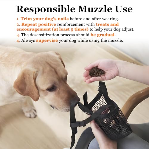 Crazy Felix Soft Mesh Dog Muzzle for Large Breeds, Size L (Black) – Breathable, Adjustable, Prevents Biting and Scavenging, Allows Panting and Drinking