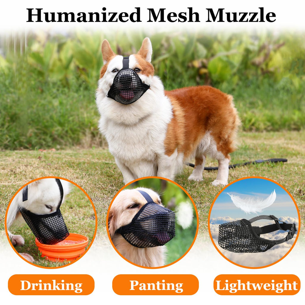 Crazy Felix Soft Mesh Dog Muzzle for Large Breeds, Size L (Black) – Breathable, Adjustable, Prevents Biting and Scavenging, Allows Panting and Drinking