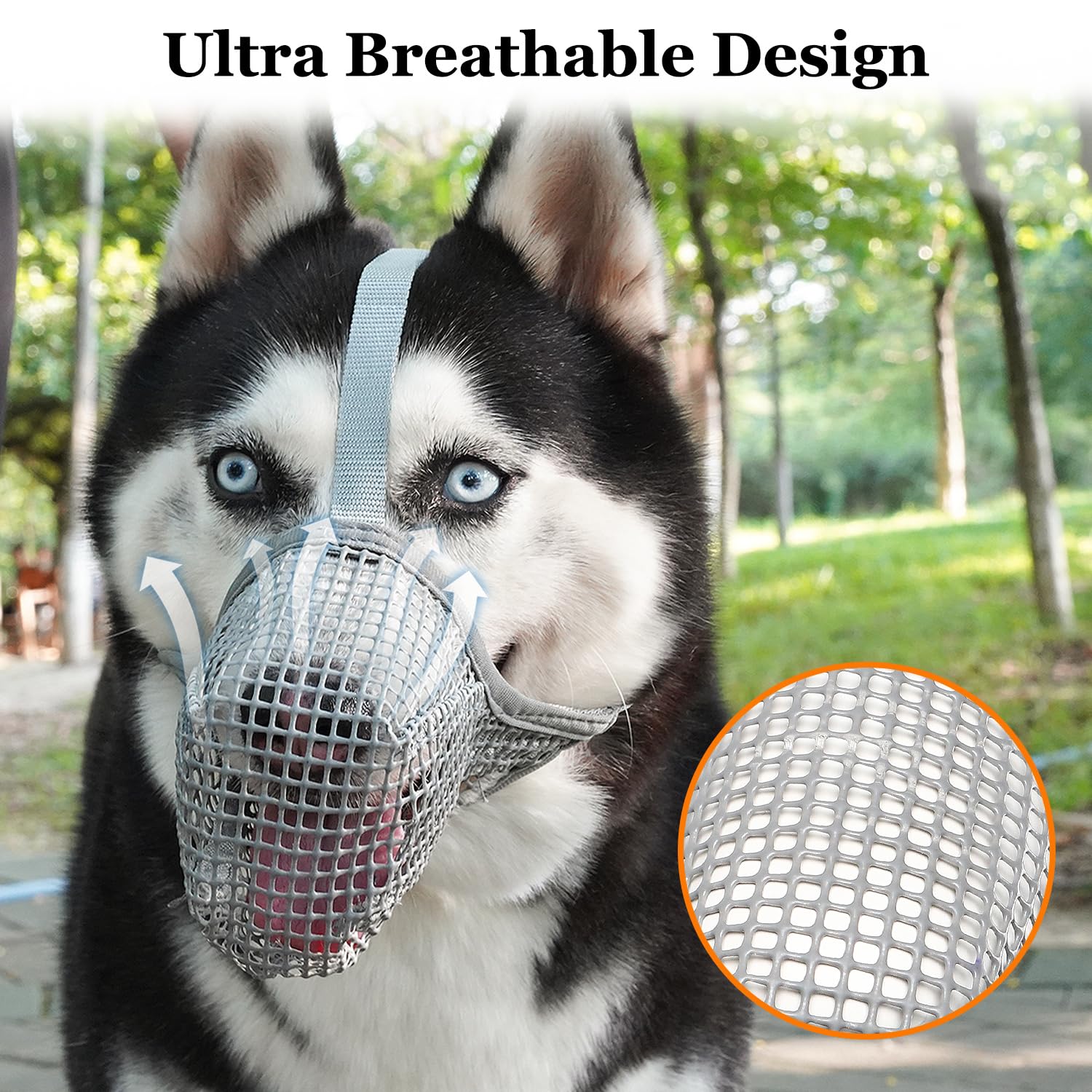 Crazy Felix Soft Mesh Dog Muzzle for Large Breeds, Size L (Black) – Breathable, Adjustable, Prevents Biting and Scavenging, Allows Panting and Drinking