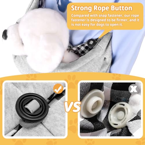 CUBY Dog & Cat Sling Carrier – Grey, Medium (Adjustable Strap) – Hands-Free Reversible Papoose for Small Pets