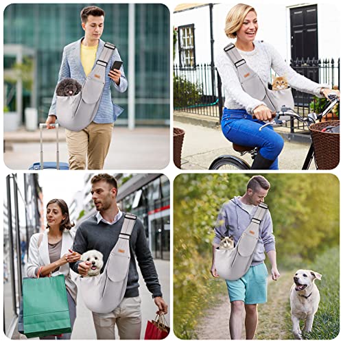 Cuby Hands-Free Pet Sling Carrier for Small Dogs and Cats – Grey Classic, Adjustable Strap