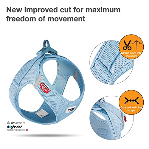 Curli Air-Mesh Vest Harness with Clasp for Small Dogs – Skyblue, Size 2XS (70+ kg tensile strength)