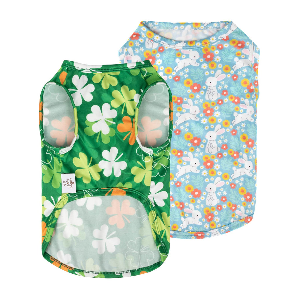 CuteBone Dog Shirts 2-Pack - Soft Breathable Summer Vest for Small Puppies and Cats, Striped, Large