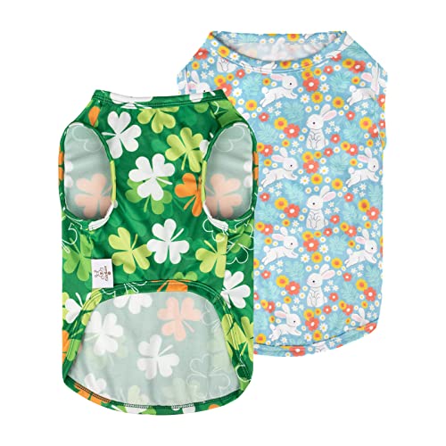 CuteBone Dog Shirts 2-Pack - Soft Breathable Summer Vest for Small Puppies and Cats, Striped, Large