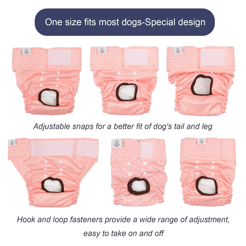 CuteBone Female Dog Diapers 3 Pack - Reusable, Washable, Adjustable Fit for Heat & Incontinence - Leaf XS