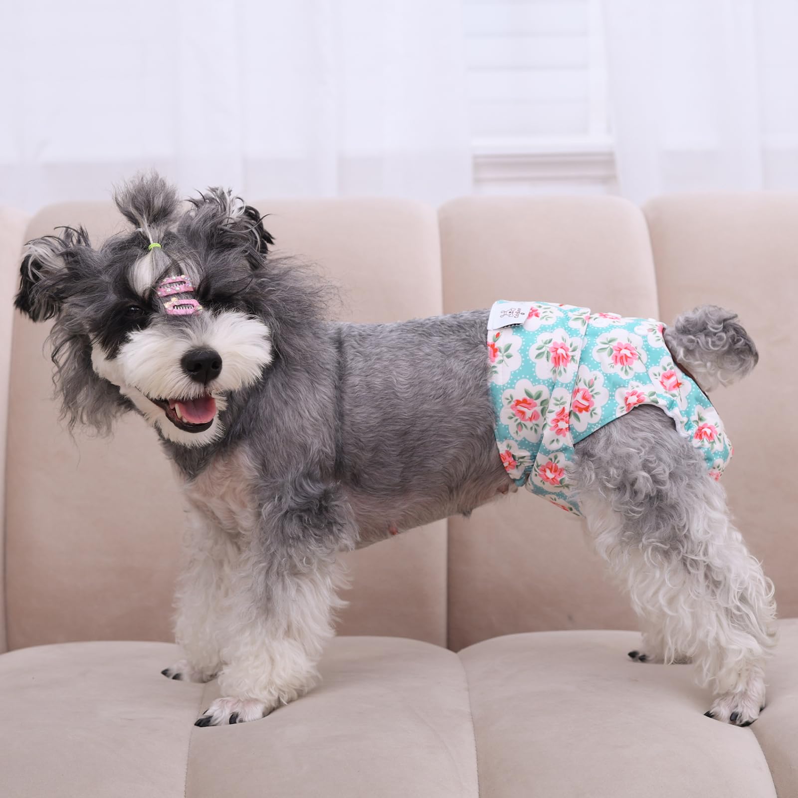 CuteBone Female Dog Diapers – Reusable Washable 3-Pack (Medium, Floral) for Heat, Potty Training & Incontinence