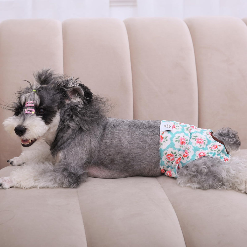 CuteBone Female Dog Diapers – Reusable Washable 3-Pack (Medium, Floral) for Heat, Potty Training & Incontinence