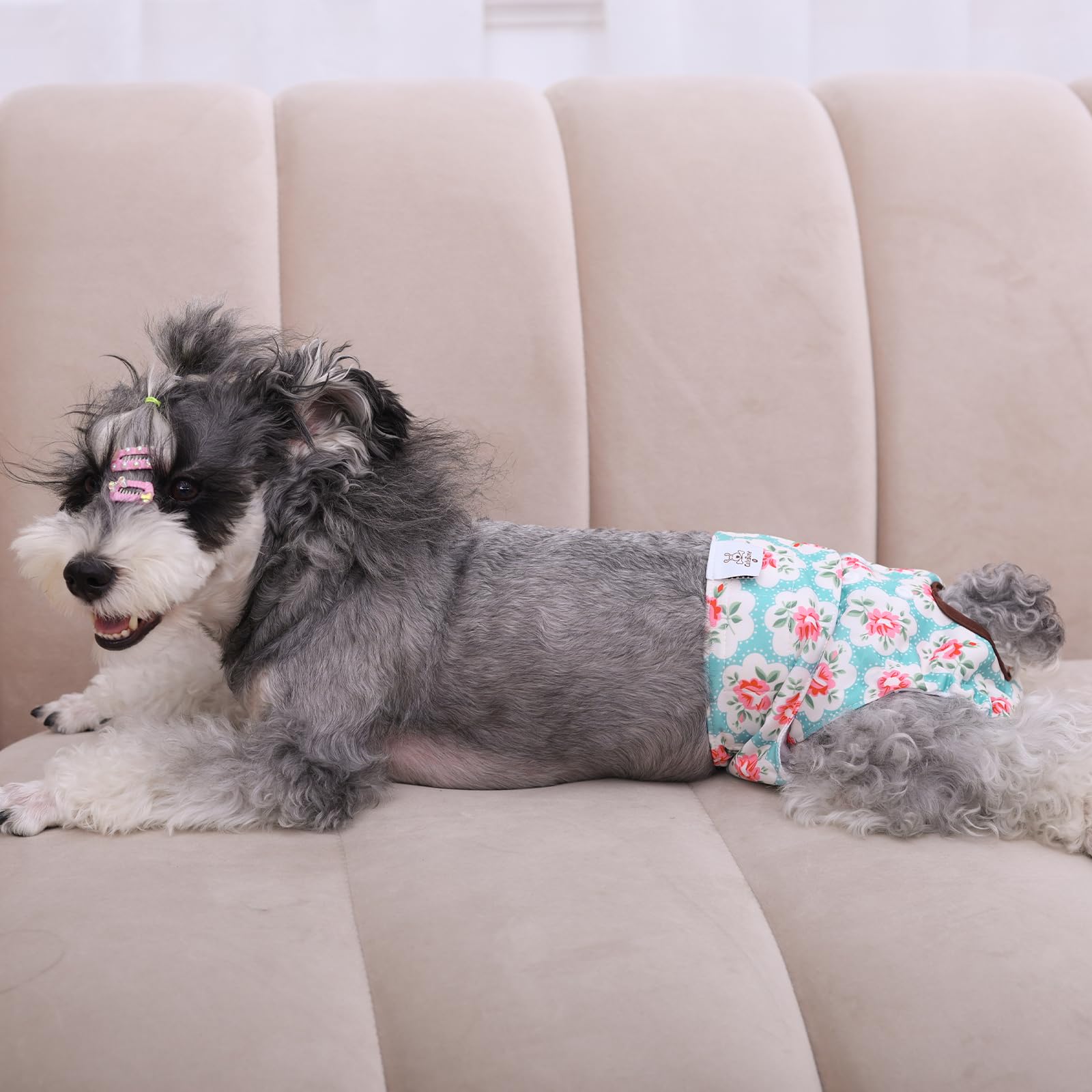 CuteBone Female Dog Diapers – Reusable Washable 3-Pack (Medium, Floral) for Heat, Potty Training & Incontinence