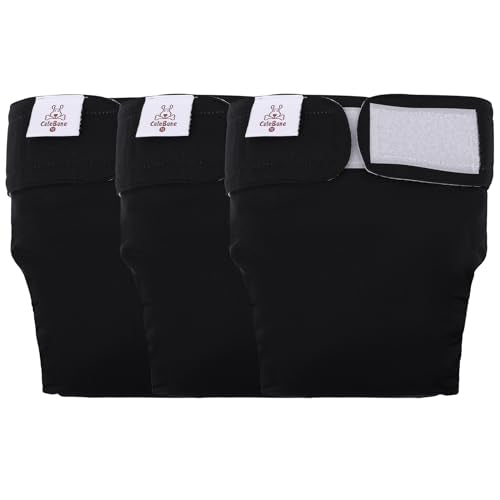 CuteBone No Tail Hole Dog Diapers – 3 Pack Reusable for Docked-Tail Dogs (Size M)