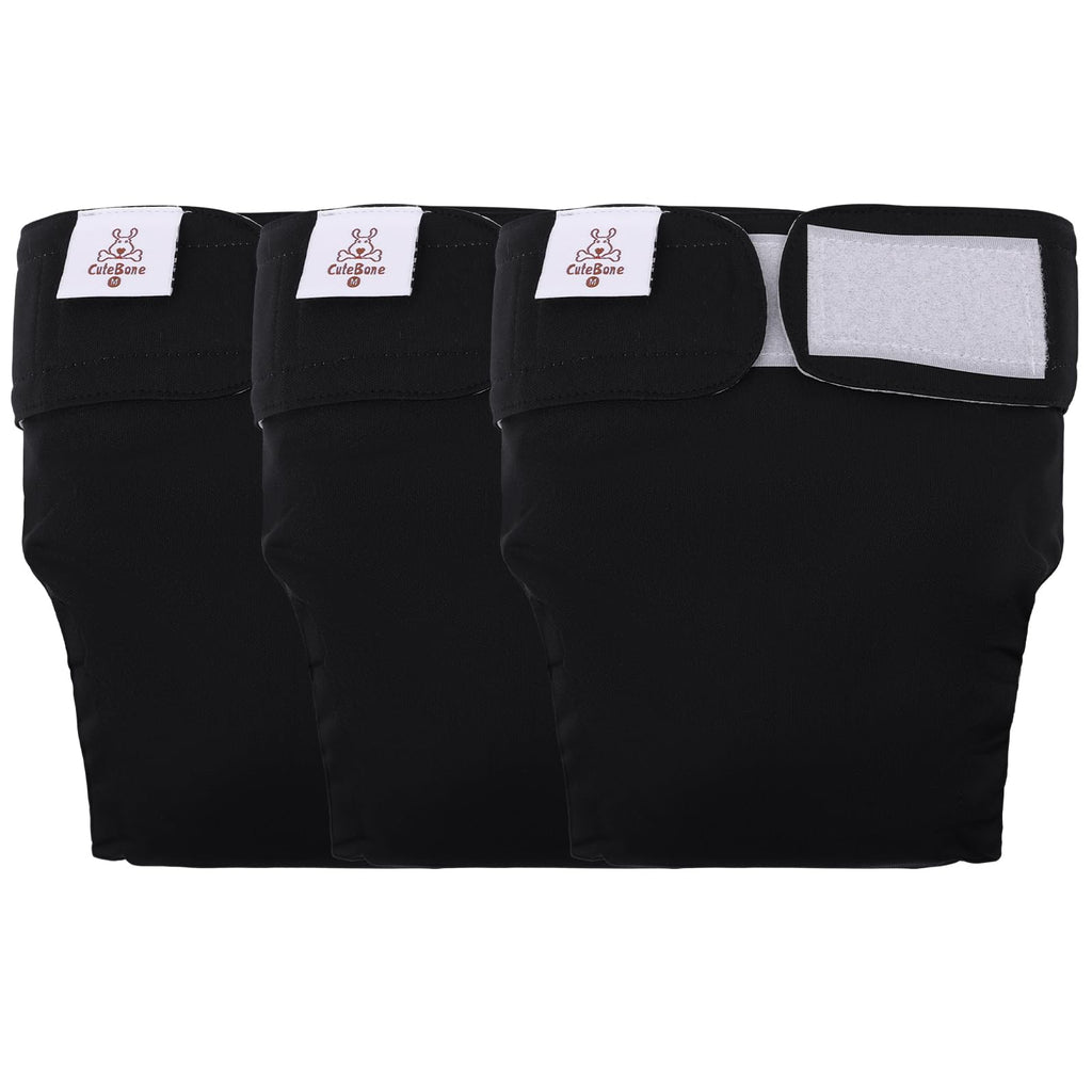 CuteBone No Tail Hole Dog Diapers – 3 Pack Reusable for Docked-Tail Dogs (Size M)
