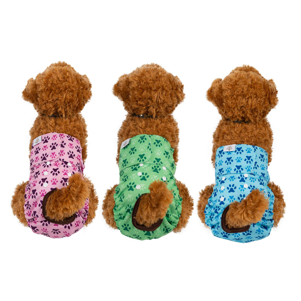 CuteBone Reusable Female Dog Diapers - 3 Pack - Washable Period Pants for Heat, Potty Training, Incontinence - Size Medium
