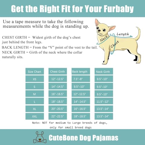 CuteBone Soft & Stretchy Dog Pajamas – Cozy Pullover Jumpsuit for Small Dogs (XX-Large)