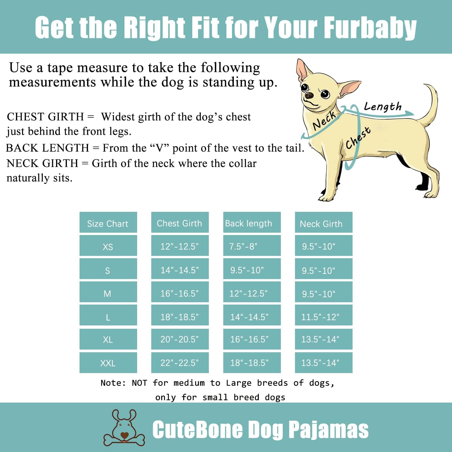 CuteBone Soft & Stretchy Dog Pajamas – Cozy Pullover Jumpsuit for Small Dogs (XX-Large)