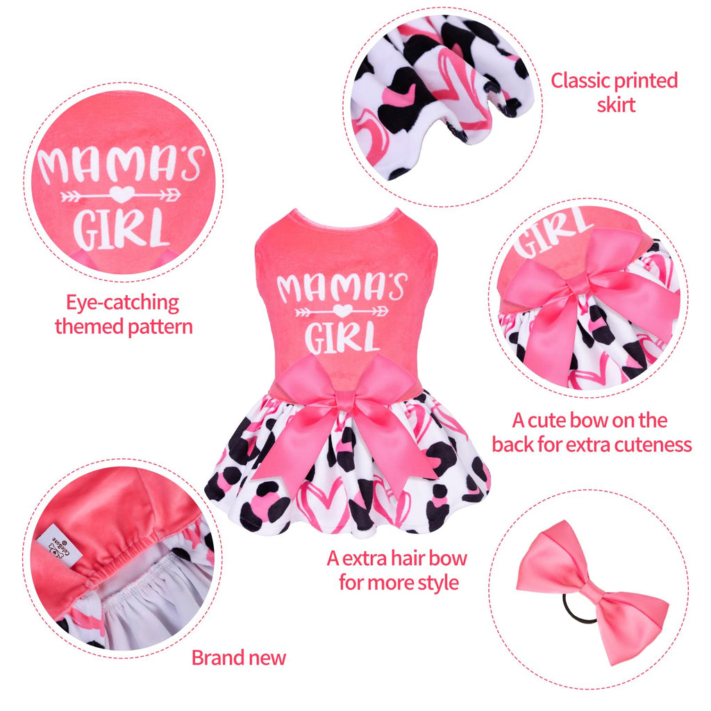 CuteBone Velvet Dog Dress for Small Dogs – Medium Size with Bow Hair Rope, Breathable & Stretchy