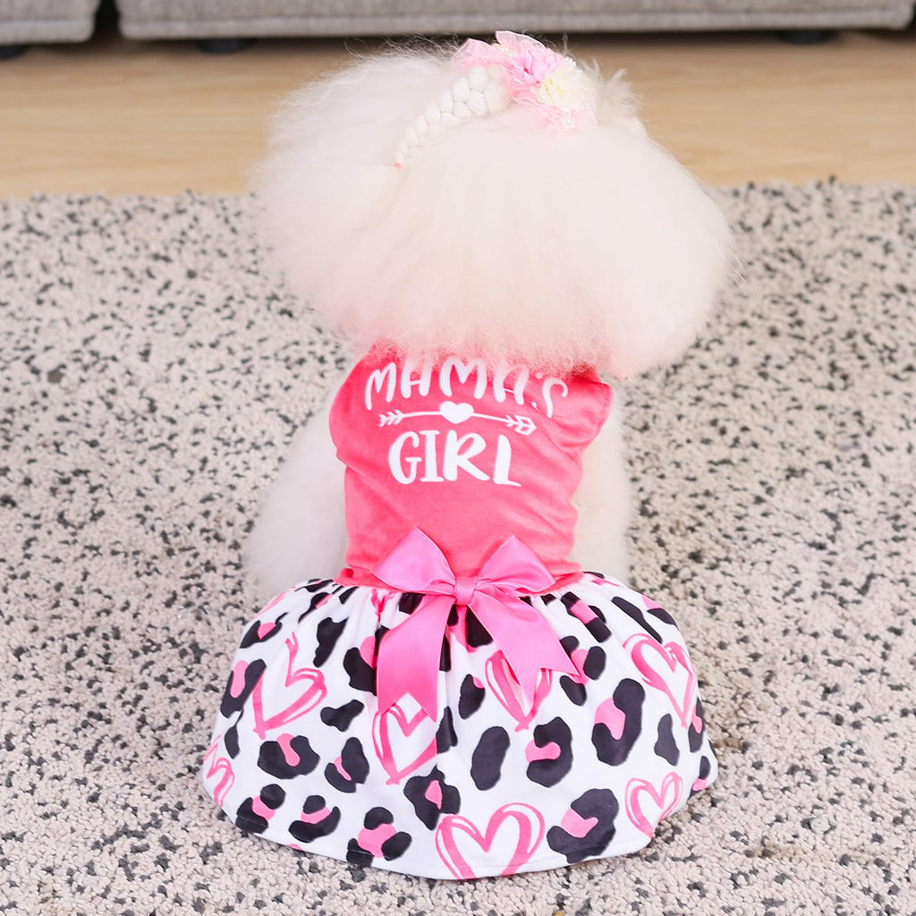 CuteBone Velvet Dog Dress for Small Dogs – Medium Size with Bow Hair Rope, Breathable & Stretchy