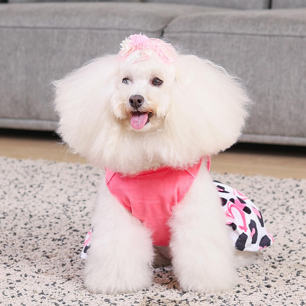 CuteBone Velvet Dog Dress for Small Dogs – Medium Size with Bow Hair Rope, Breathable & Stretchy