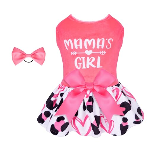 CuteBone Velvet Dog Dress for Small Dogs – Medium Size with Bow Hair Rope, Breathable & Stretchy