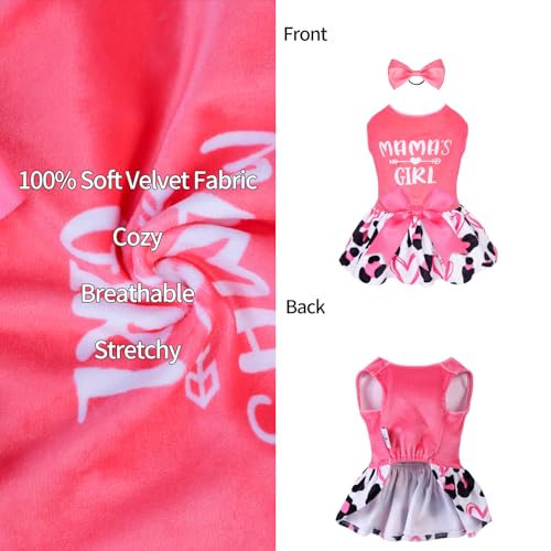 CuteBone Velvet Dog Dress for Small Dogs – Medium Size with Bow Hair Rope, Breathable & Stretchy