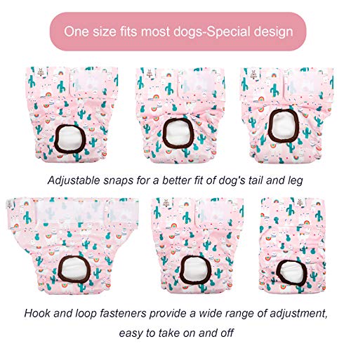 CuteBone Washable Female Dog Diapers 3-Pack - Reusable Period Pants for Heat Cycle, Incontinence, and Potty Training (Size M, Unicorn&Pig&Sheep Pattern)