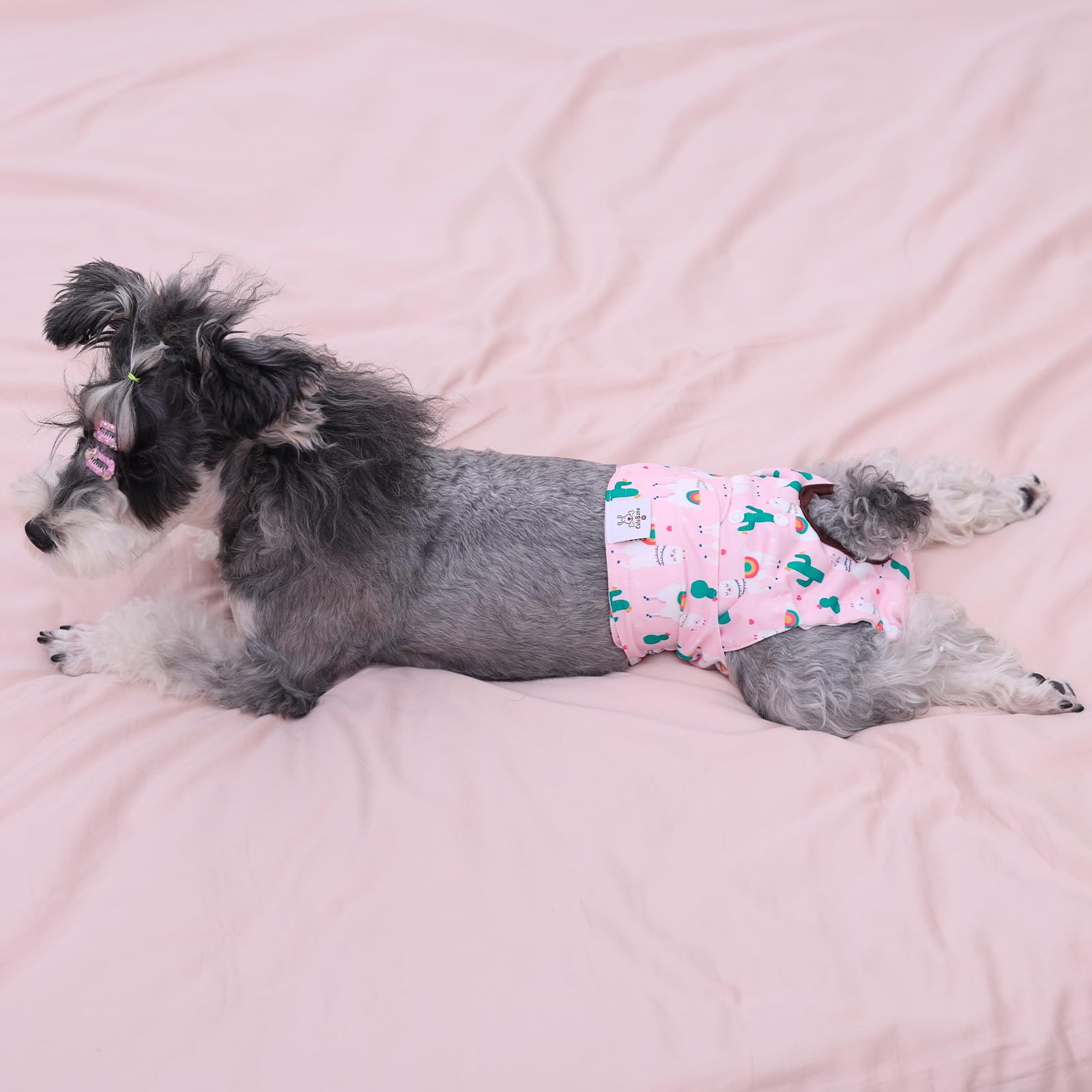 CuteBone Washable Female Dog Diapers 3-Pack - Reusable Period Pants for Heat Cycle, Incontinence, and Potty Training (Size M, Unicorn&Pig&Sheep Pattern)