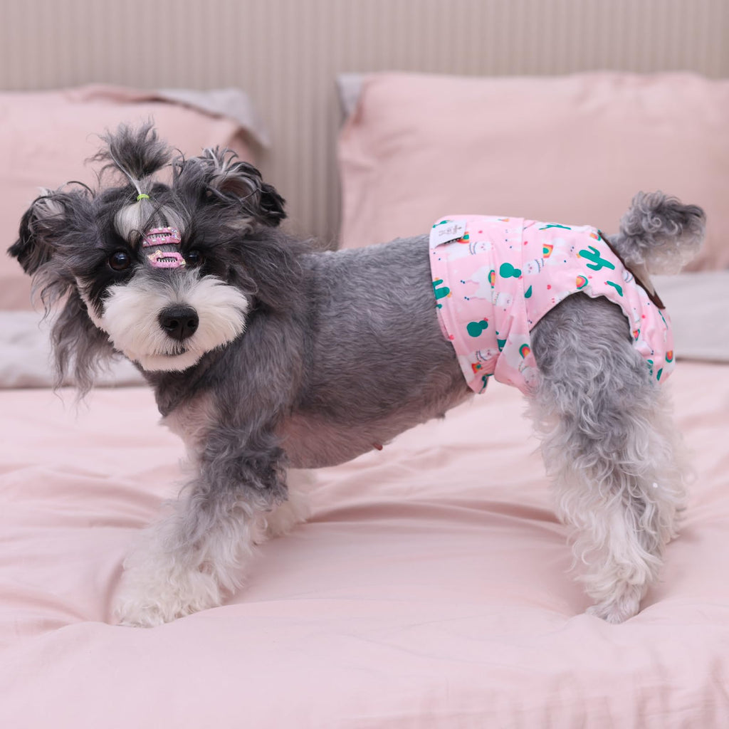 CuteBone Washable Female Dog Diapers 3-Pack - Reusable Period Pants for Heat Cycle, Incontinence, and Potty Training (Size M, Unicorn&Pig&Sheep Pattern)