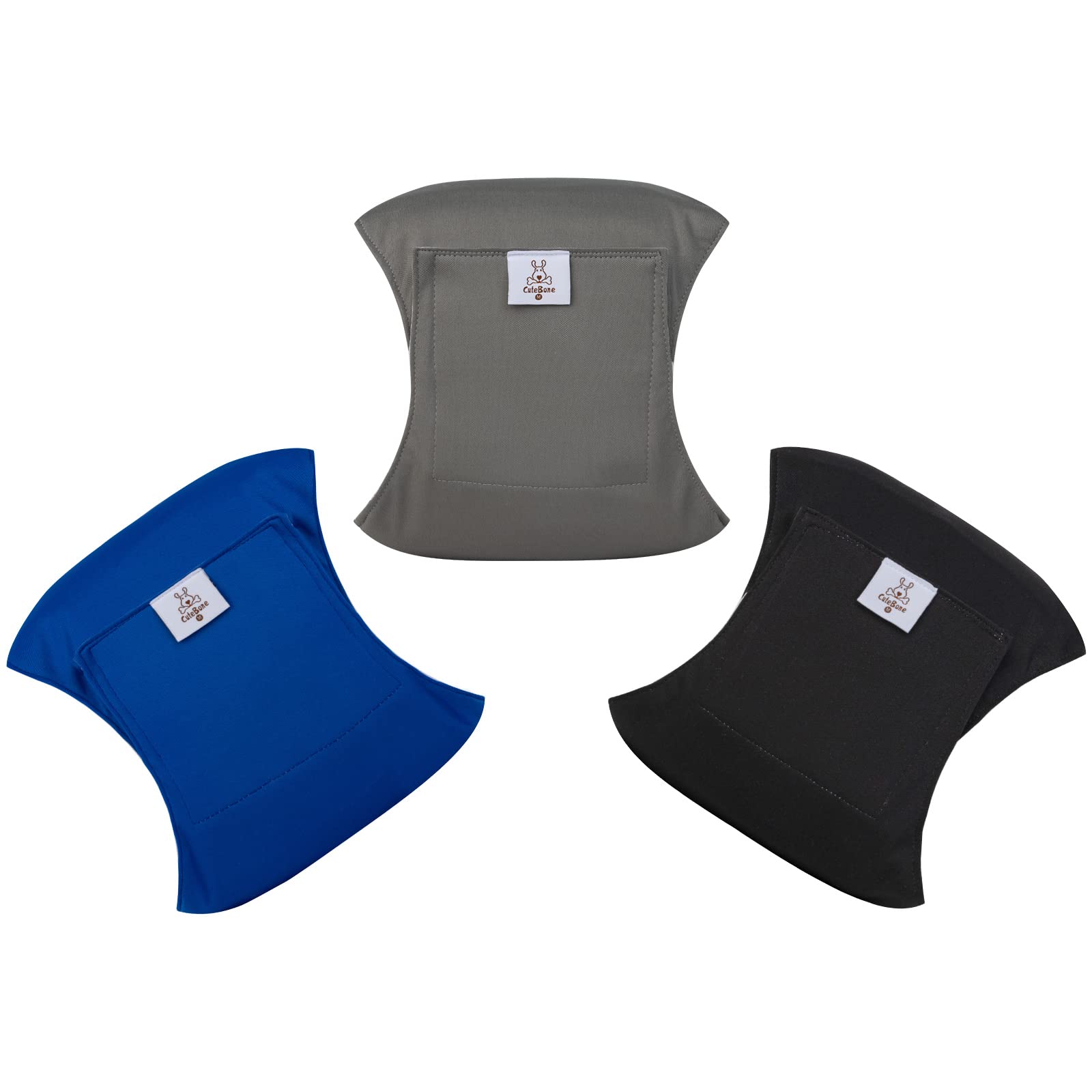 CuteBone Washable Male Dog Diapers - 3 Pack Belly Bands, Size S (11-14")