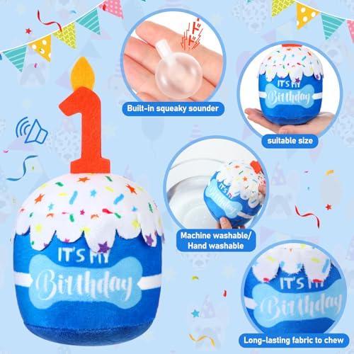 Cutecrop Dog 1st Birthday Gifts Set – Blue Hat, Bandana, Squeaky Cake Toy & No-Mess Paw Print Kit for Small to Large Dogs