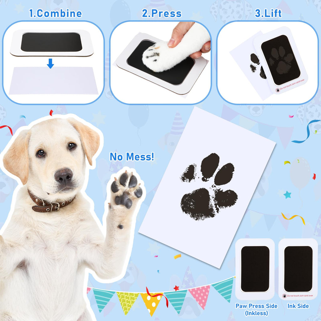 Cutecrop Dog 1st Birthday Gifts Set – Blue Hat, Bandana, Squeaky Cake Toy & No-Mess Paw Print Kit for Small to Large Dogs