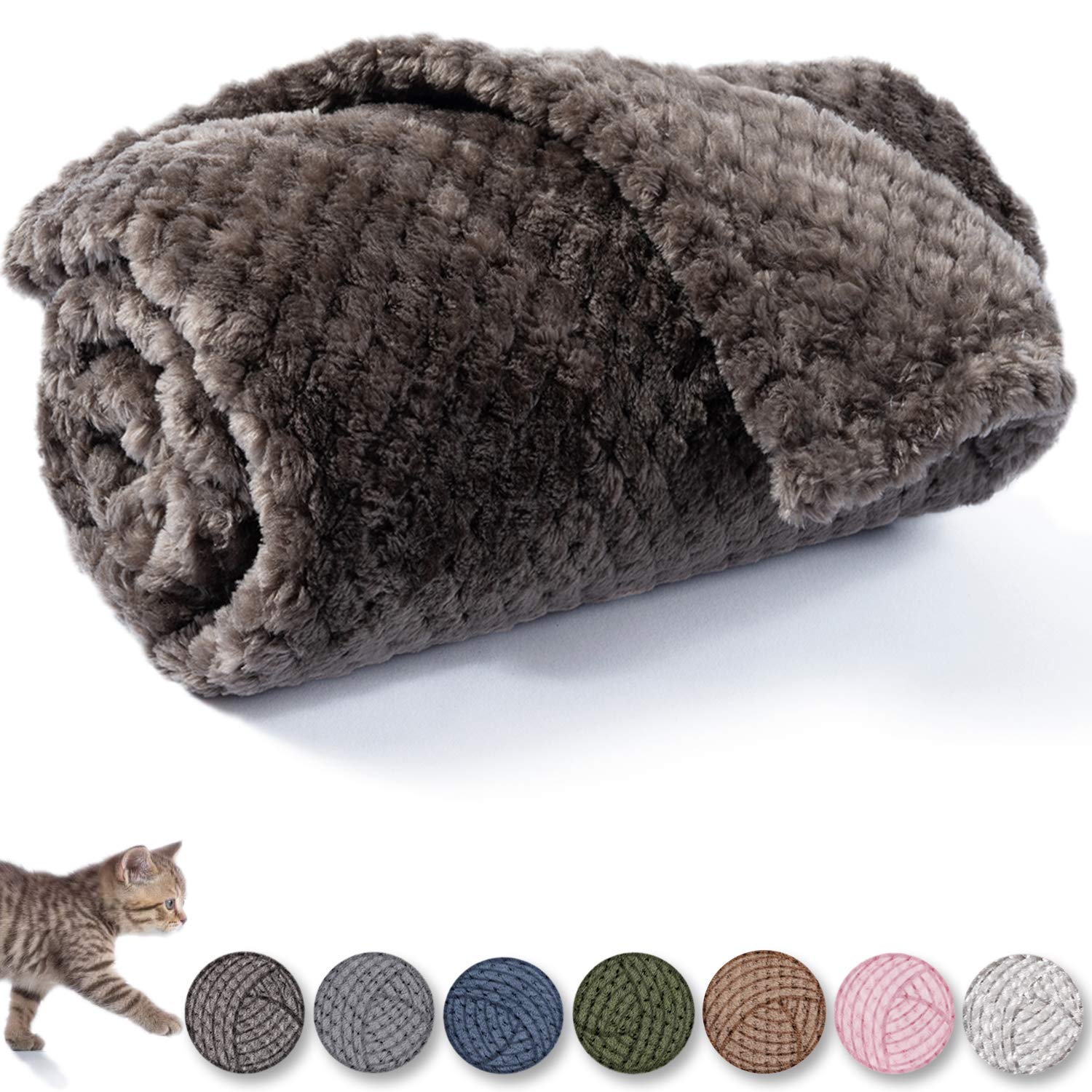 CUTEMATE Large 40"x48" Dark Grey Pet Blanket – Plush Fleece Throw for Dogs and Cats, Machine Washable, Skin Friendly