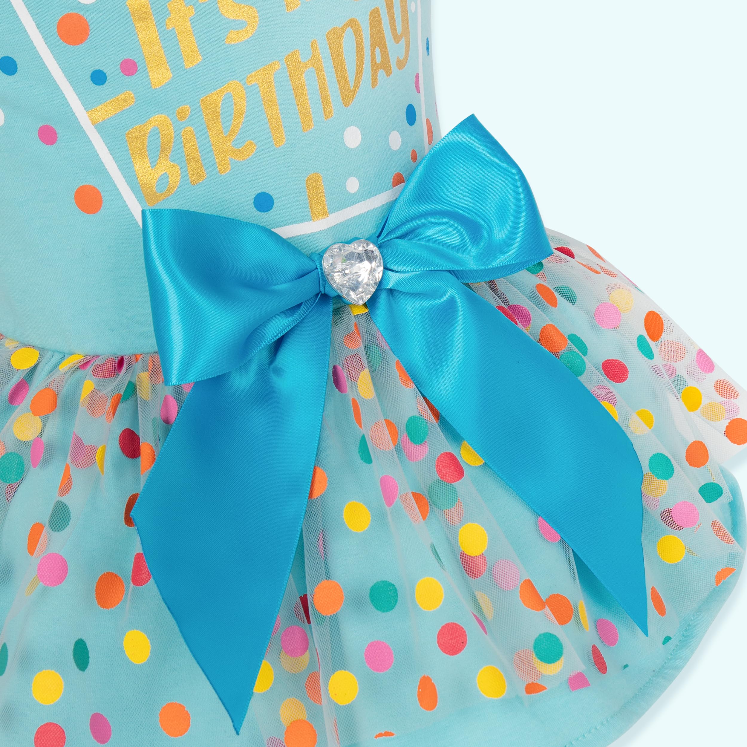 Cyeollo Dog Birthday Dress – Soft Tulle Pullover for Medium Dogs, Blue XL with Bow