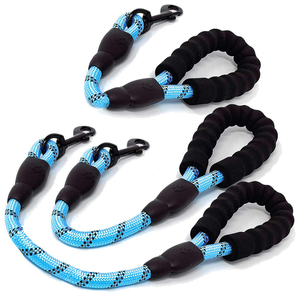 Cymiler Nylon Traffic Leash with Padded Handle - 3 Sizes for Small to Large Dogs (Blue)