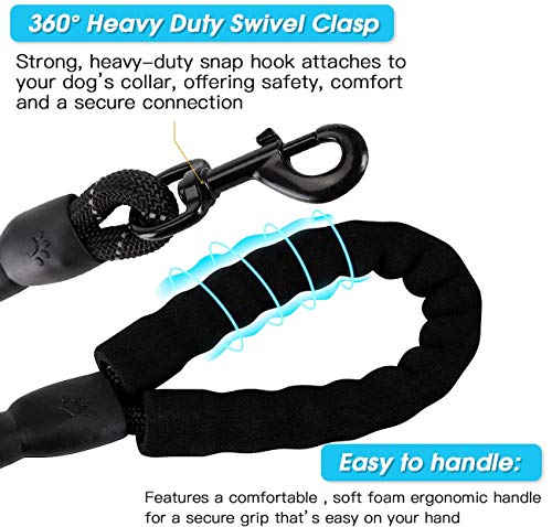 Cymiler Nylon Traffic Leash with Padded Handle - 3 Sizes for Small to Large Dogs (Blue)