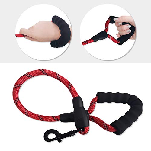 Cymiler Short Dog Leash: 3 Sizes, Padded Handle, Reflective Threads for Small to Large Dogs