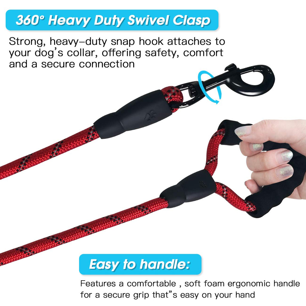 Cymiler Short Dog Leash: 3 Sizes, Padded Handle, Reflective Threads for Small to Large Dogs