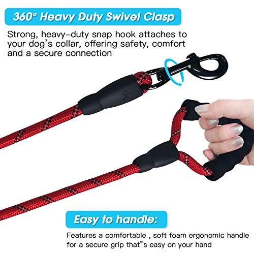 Cymiler Short Dog Leash: 3 Sizes, Padded Handle, Reflective Threads for Small to Large Dogs