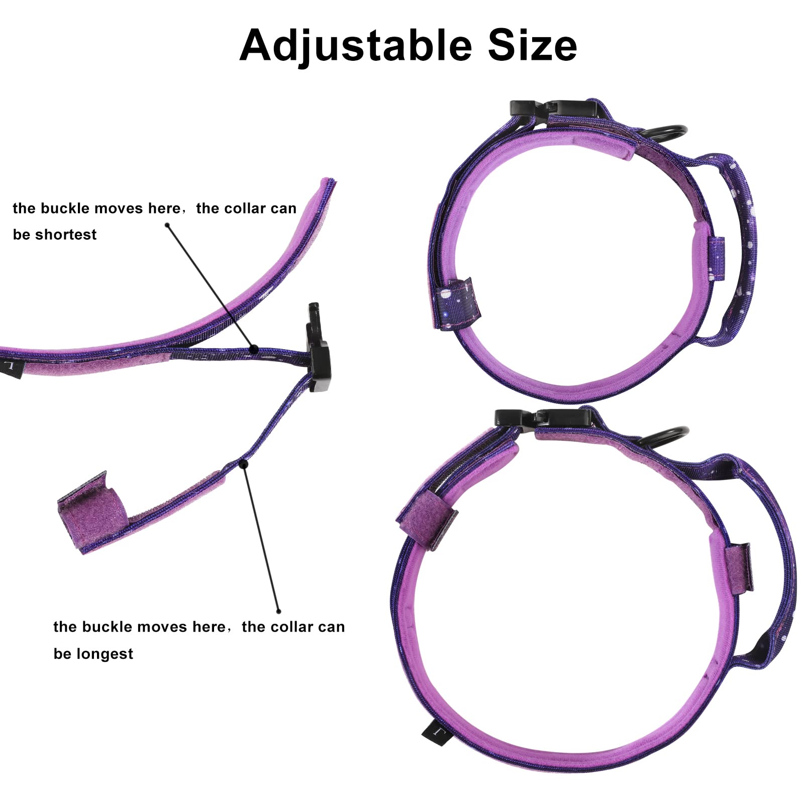 DAGANXI Tactical Dog Collar for Medium Large Dogs, Purple Sky with Control Handle and Airtag Case