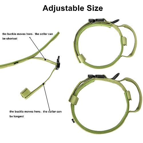 DAGANXI Tactical Dog Collar – Spring Grass, XL: Adjustable Nylon with Control Handle, AirTag Case & Patches for Medium/Large Dogs