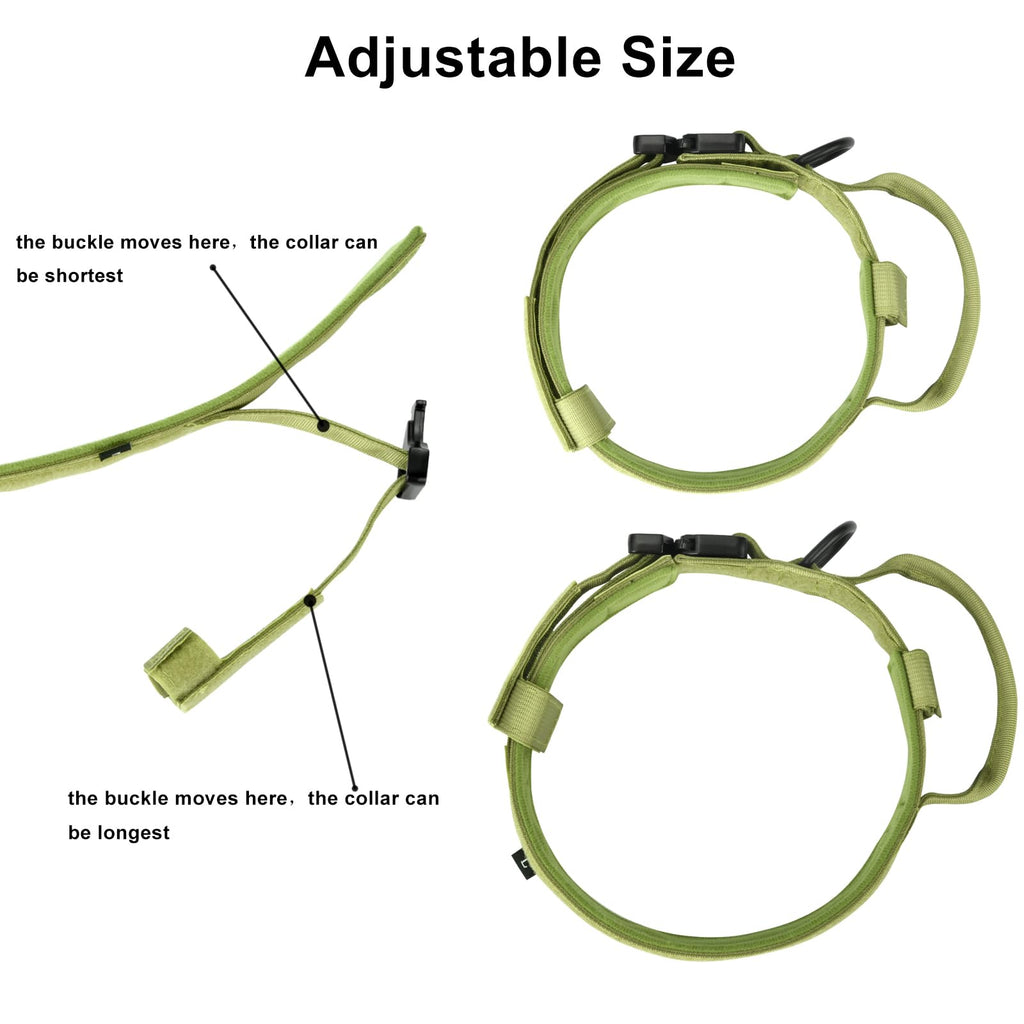 DAGANXI Tactical Dog Collar – Spring Grass, XL: Adjustable Nylon with Control Handle, AirTag Case & Patches for Medium/Large Dogs