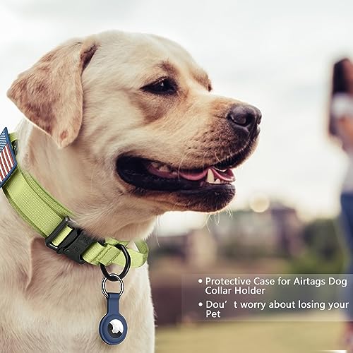 DAGANXI Tactical Dog Collar – Spring Grass, XL: Adjustable Nylon with Control Handle, AirTag Case & Patches for Medium/Large Dogs