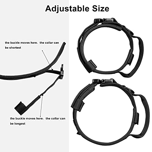 DAGANXI Tactical Dog Collar XL - Adjustable Military Training Nylon Collar with Control Handle, Metal Buckle, Patches & AirTag Case - Black